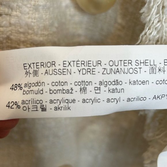 Zara Boucle Cream Blazer Jacket Pearl Buttons - Picture 8 of 10